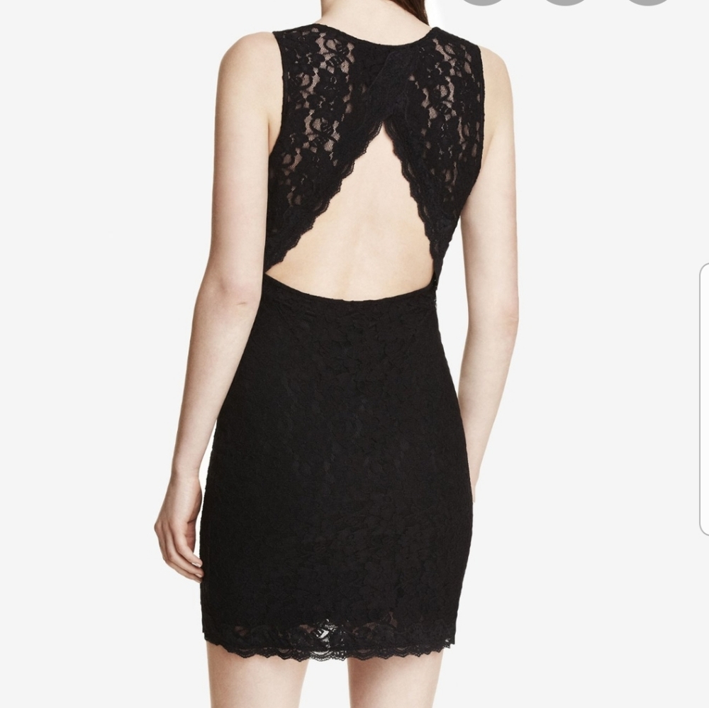 Express open back sheath lace dress size M